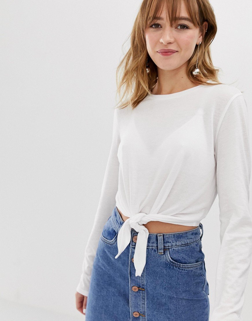 Long Sleeve Tie Front Top