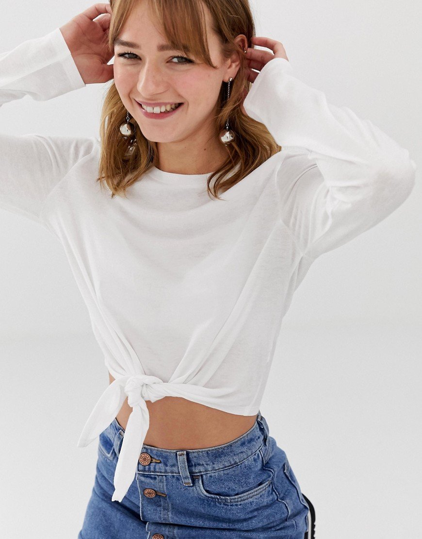 Long Sleeve Tie Front Top