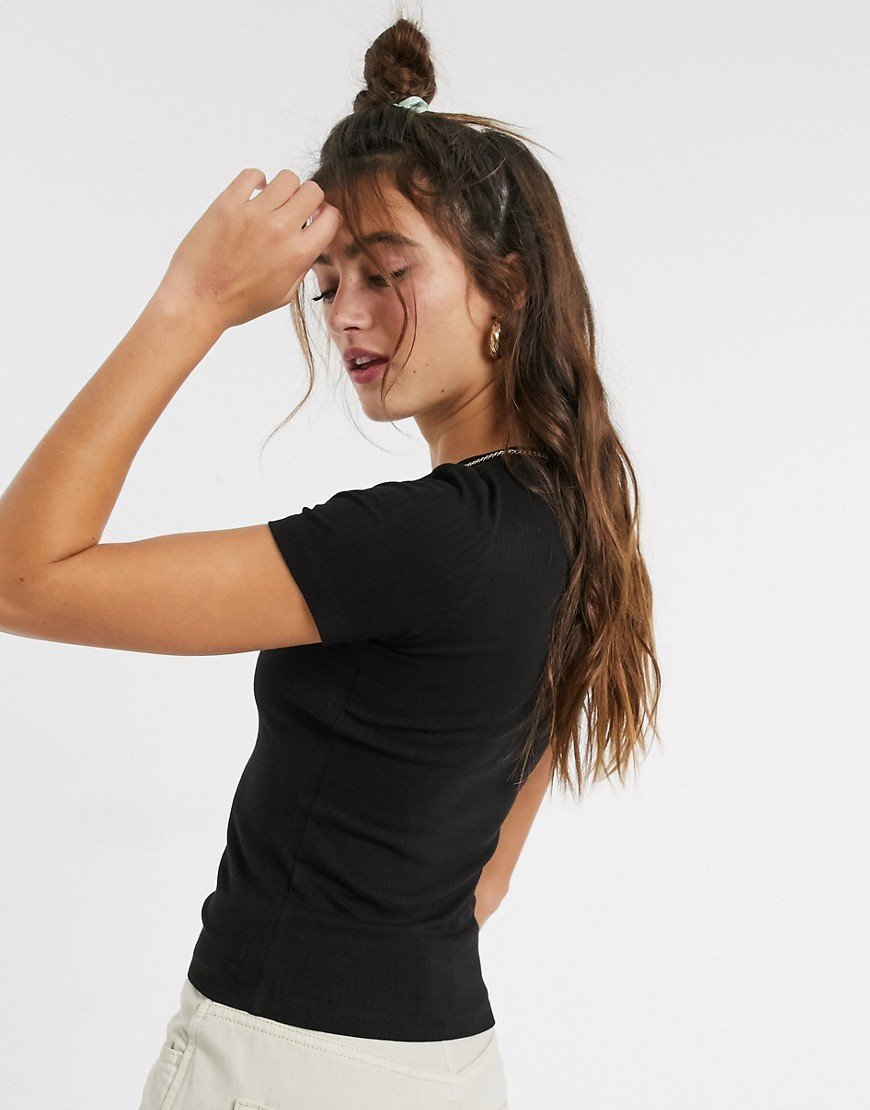 Ribbed Crop T-shirt Black