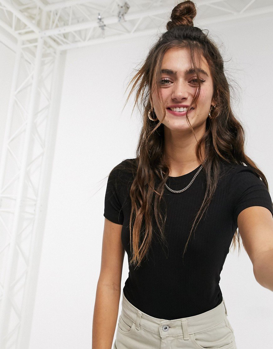 Ribbed Crop T-shirt Black
