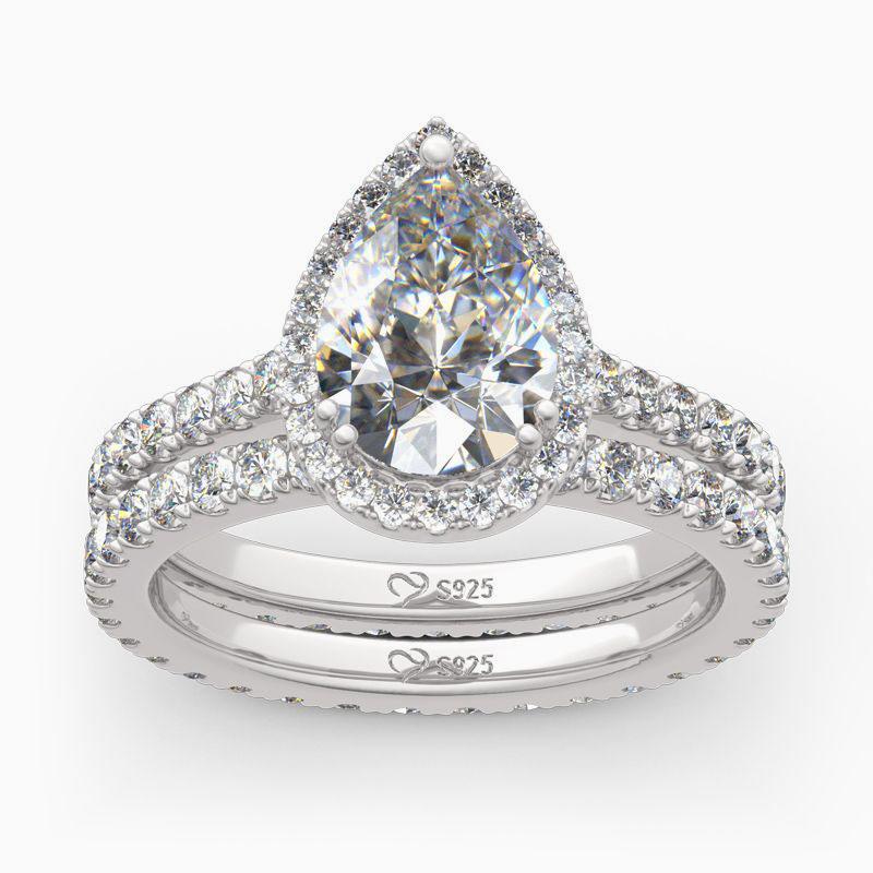 Halo Pear Cut Sterling