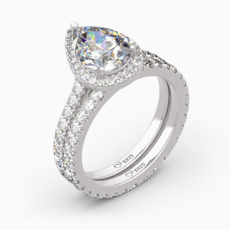 Halo Pear Cut Sterling